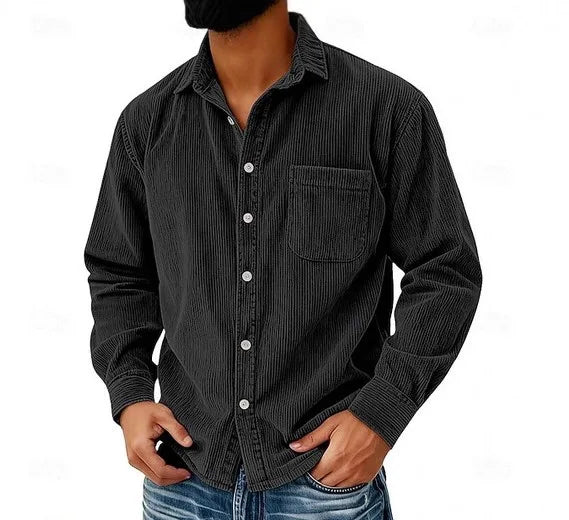 Winston | Men's Corduroy Long-Sleeve Shirt  - Color:Black;Size:XS