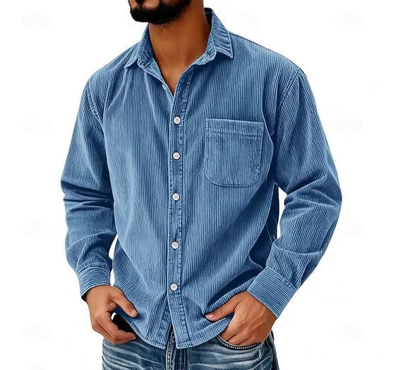 Winston | Men's Corduroy Long-Sleeve Shirt  - Color:Blue;Size:XS