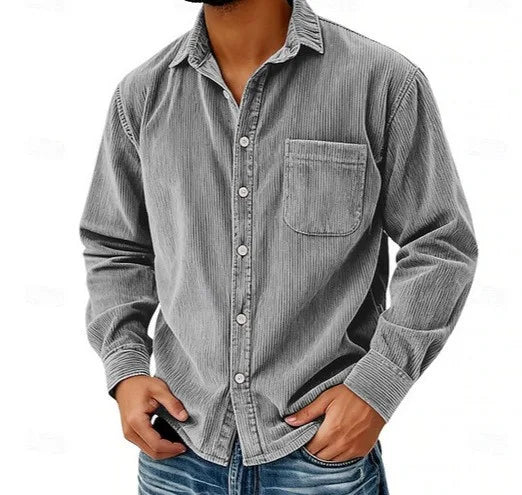 Winston | Men's Corduroy Long-Sleeve Shirt  - Color:Gray;Size:XS