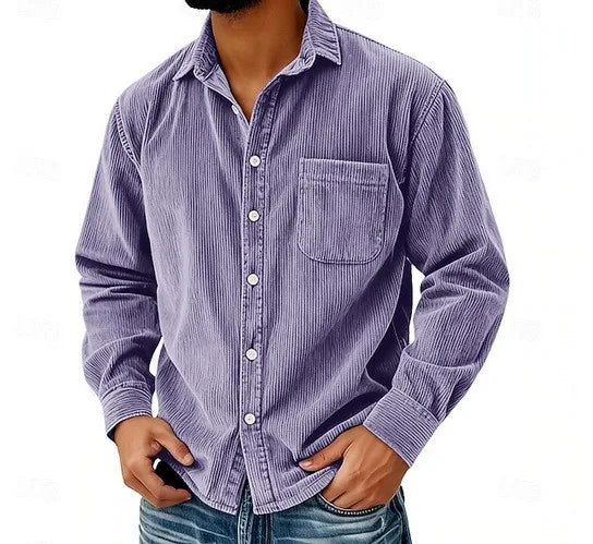 Winston | Men's Corduroy Long-Sleeve Shirt  - Color:Purple;Size:XS