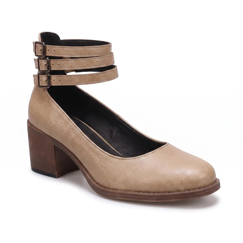 Women's Beige Westbrook Chunky Heel Pumps