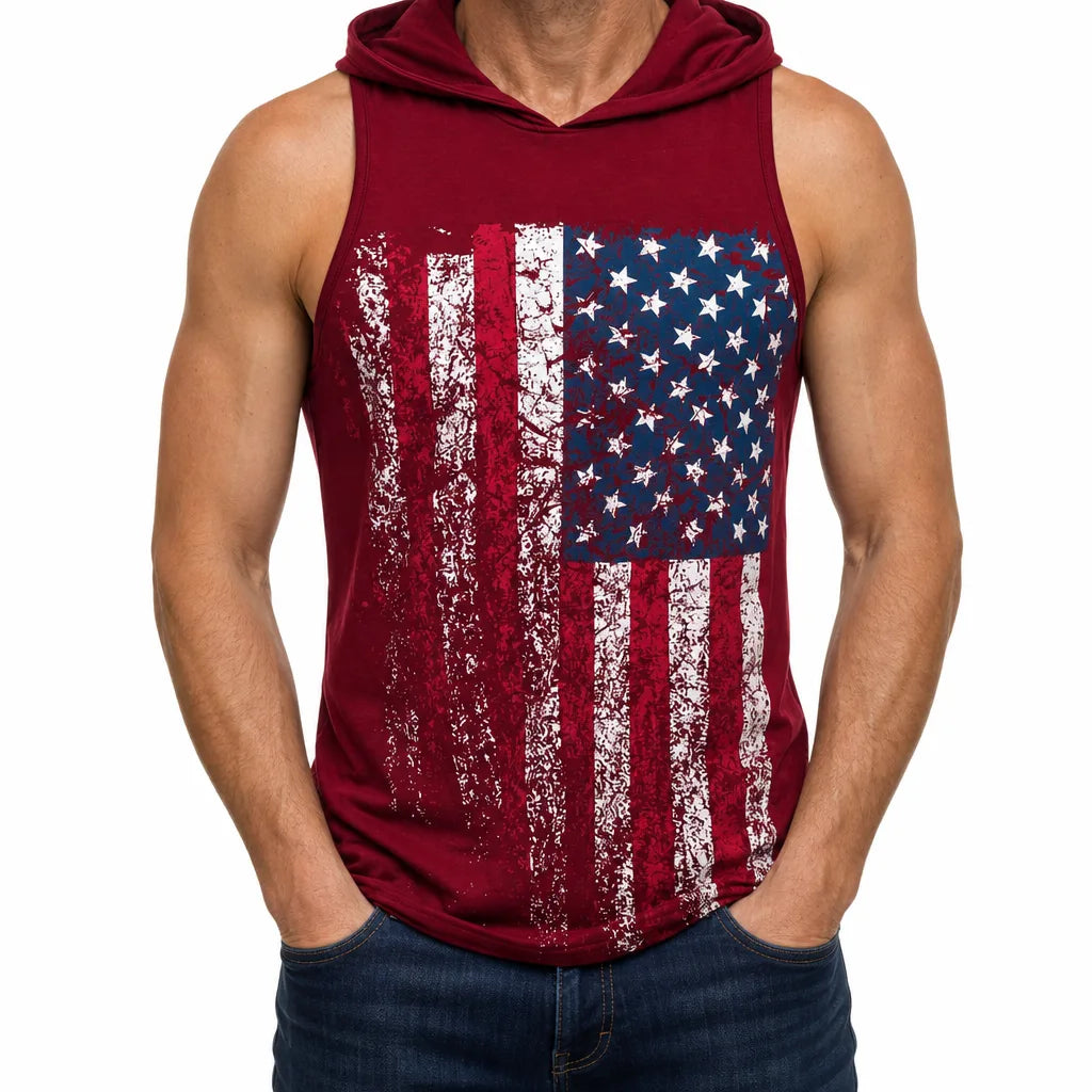 Wyatt Hooded Tank - Color:Red;Size:XS