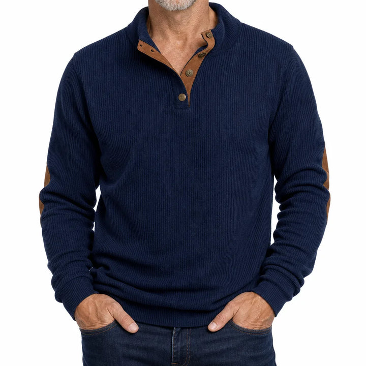 Wyatt Snap Placket Sweater - Color:Blue;Size:XS