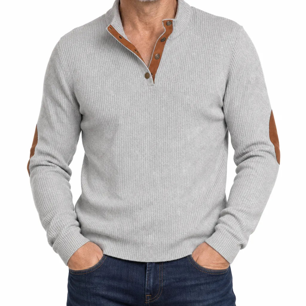 Wyatt Snap Placket Sweater - Color:Gray;Size:XS