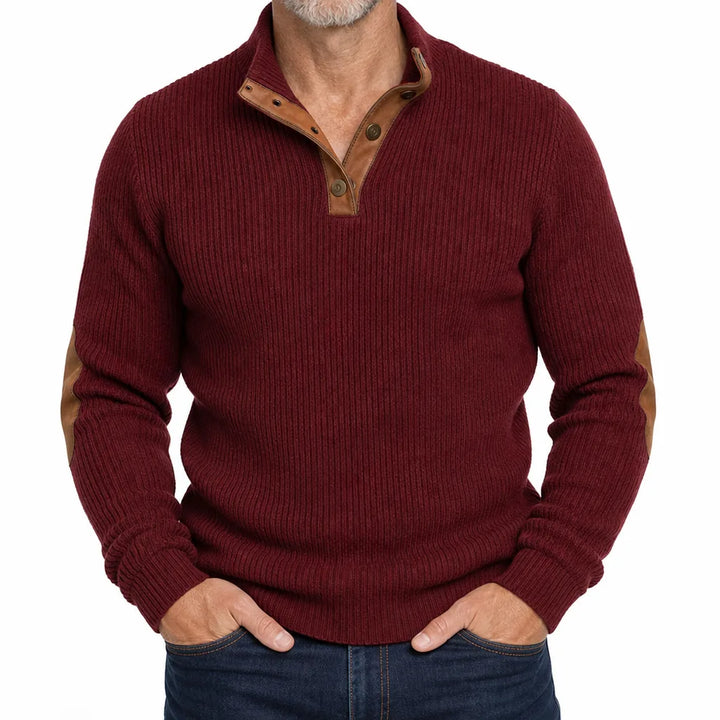 Wyatt Snap Placket Sweater - Color:Red;Size:XS