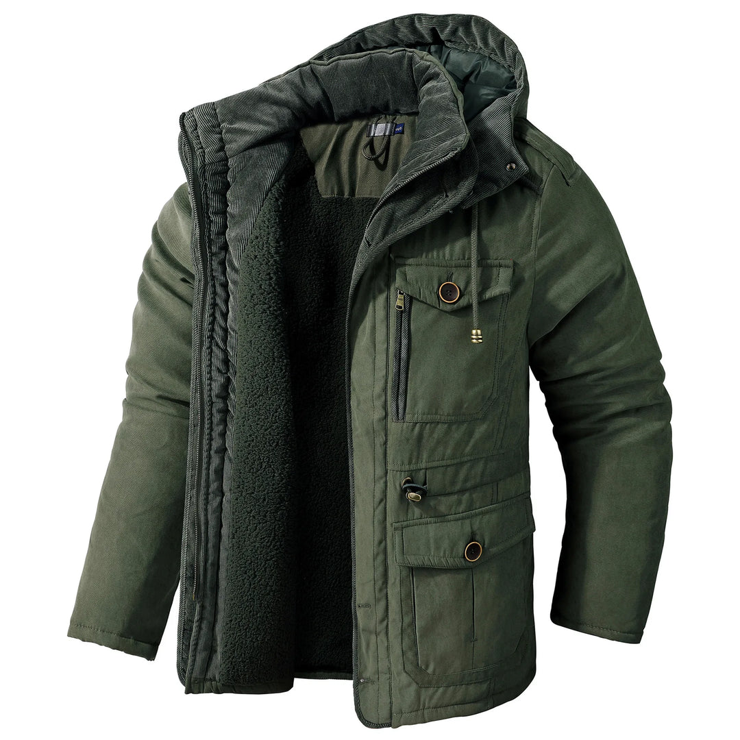 Zachary | Men's Fleeced Lined Parka Jacket  - Color:Green;Size:XS