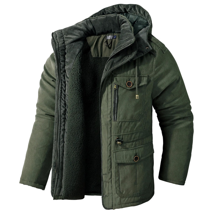 Zachary | Men's Fleeced Lined Parka Jacket  - Color:Green;Size:XS