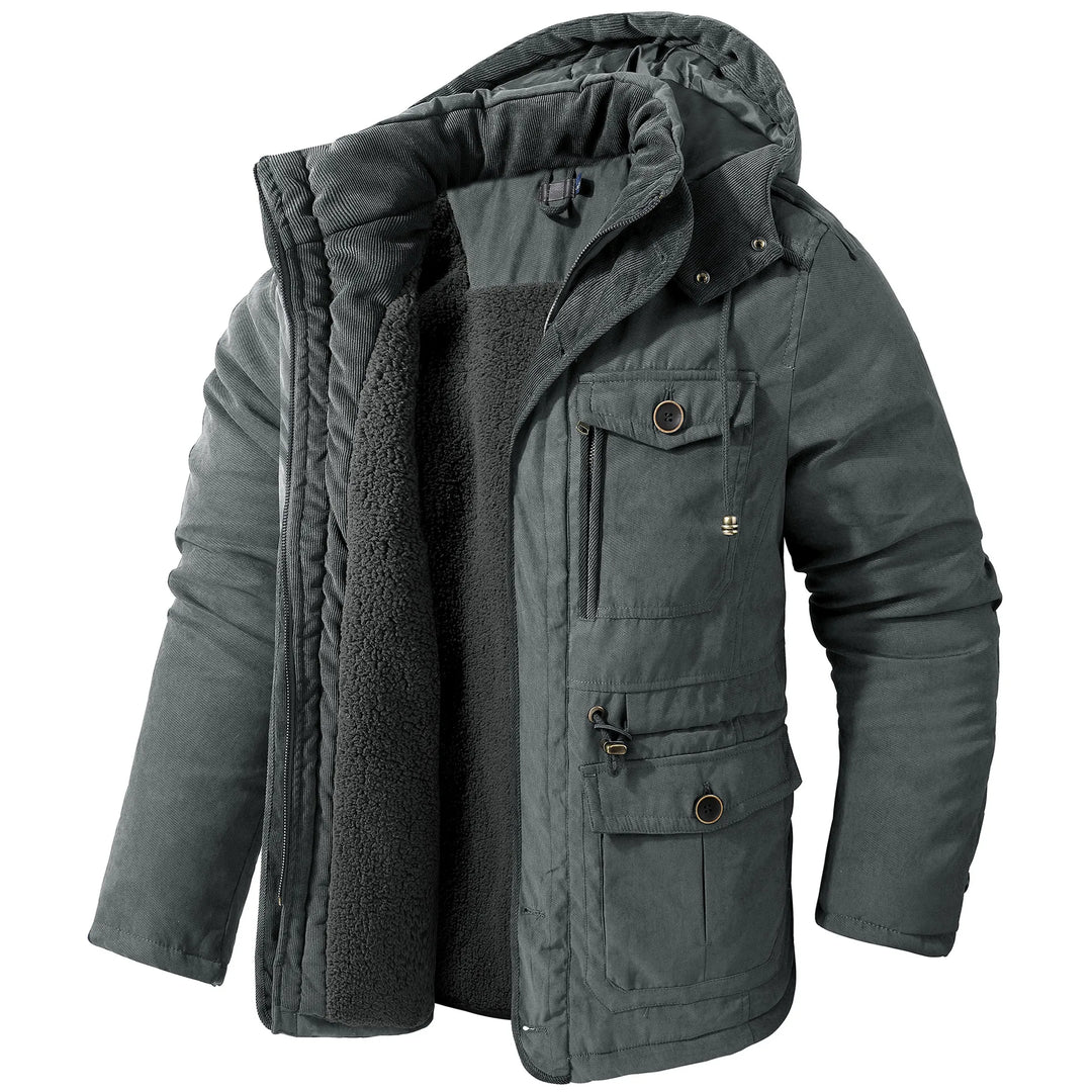 Zachary | Men's Fleeced Lined Parka Jacket  - Color:Grey;Size:XS
