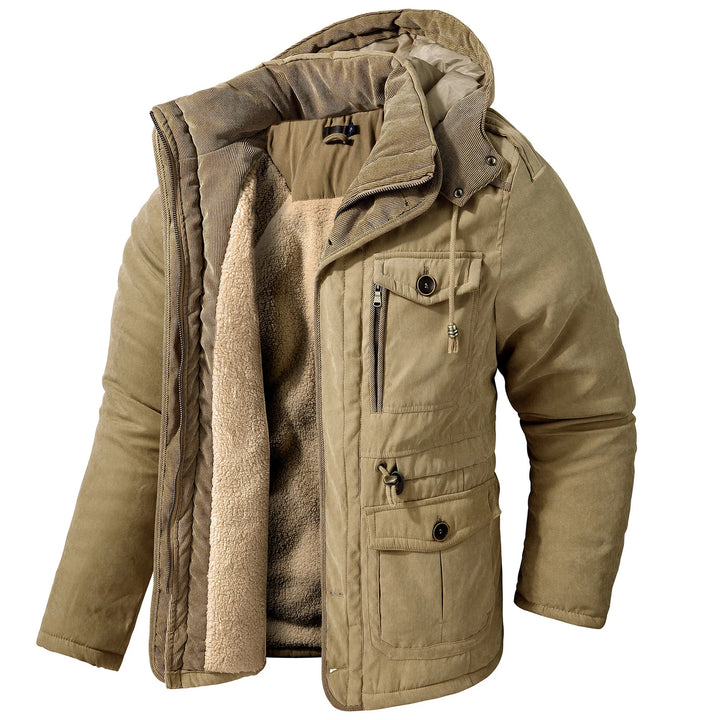 Zachary | Men's Fleeced Lined Parka Jacket  - Color:Khaki;Size:XS