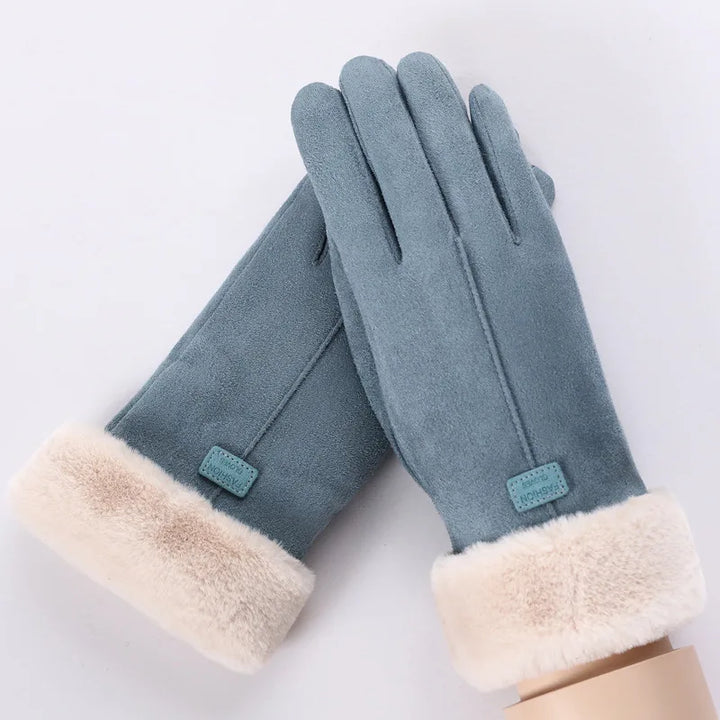 Zaina | Women's Winter Suede Gloves -No match  - Color:Blue;Size:One Size