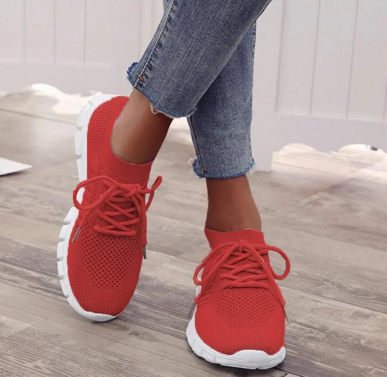 Zara | Women's Orthopedic Comfort Sneakers  - Color:Red;Size:35