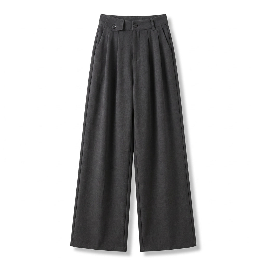 Zoe Textured Wide-Leg Trousers - Color:Dark Gray;Size:XS