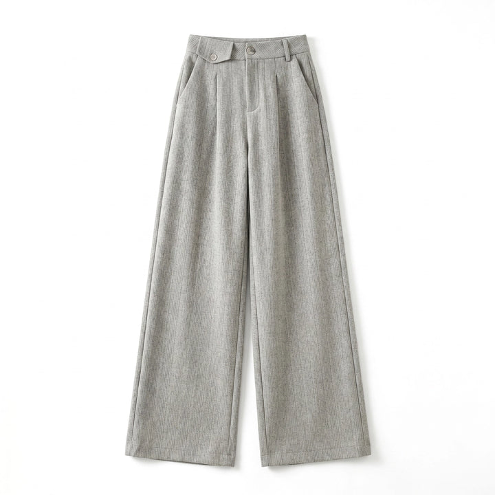 Zoe Textured Wide-Leg Trousers - Color:Off-white;Size:XS