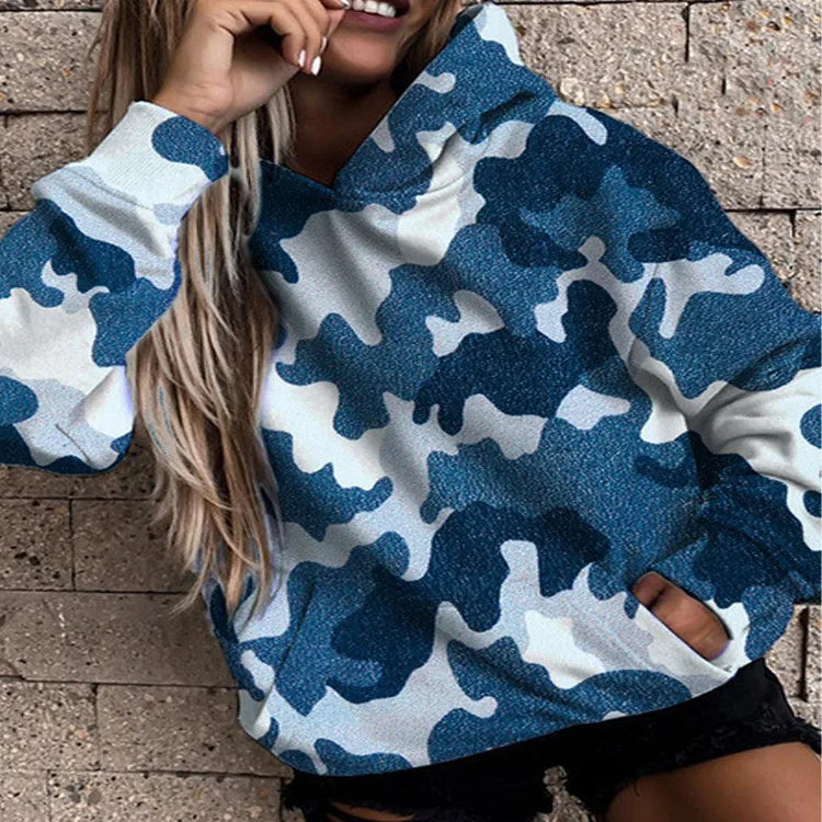 Zora | Women's Camo Hoodie  - Color:Camouflage Blue;Size:XS