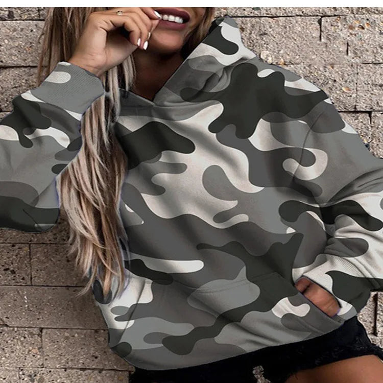 Zora | Women's Camo Hoodie  - Color:Camouflage Gray;Size:XS